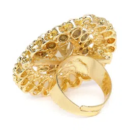 Kord Store Gold-Plated Studded Paan Shaped Adjustable Finger Ring image 2