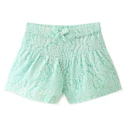 Babyhug Mid Thigh Length Shorts with Lace Detailing & Lining - Mint Green-picture-13