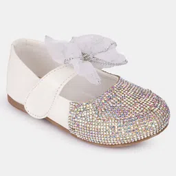 Mine Sole Stone Embellished & Bow Detailed Bellies - White image 3