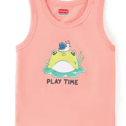 Babyhug 100% Cotton Knit Sleeveless  Antibacterial Sando  with Striped & Frog Print  Pack of 3 - Multicolour image 2