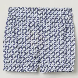 Milou Abstract Printed Shorts - White & Navy image 3
