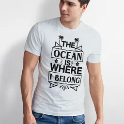 Seekbuylove Typography Printed Short Sleeves Bio Finish Cotton T-shirt image 5