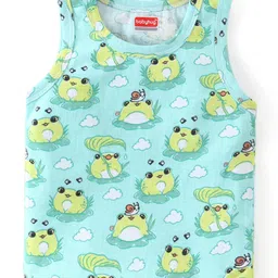 Babyhug 100% Cotton Knit Sleeveless  Antibacterial Sando  with Striped & Frog Print  Pack of 3 - Multicolour image 4