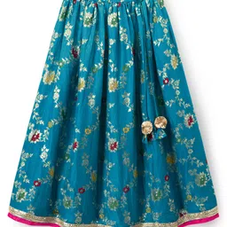 EARTHY TOUCH Viscose Woven Sleeveless Floral & Sequinned Embroidered Choli Lahenga Set with Dupatta - Dark Pink image 4