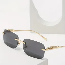 SPADEACES Men Square Sunglasses with UV Protected Lens SP Karan Gold Black image 3