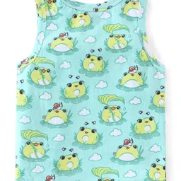 Babyhug 100% Cotton Knit Sleeveless  Antibacterial Sando  with Striped & Frog Print  Pack of 3 - Multicolour image 5