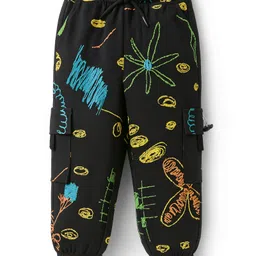 OLLINGTON ST. Cotton Short Sleeves Top & Printed Joggers Set - Black image 5