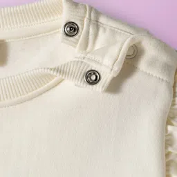 Babyoye 100% Cotton Knit Full Sleeves Pullover Sweatshirt with Christmas Tree & Frill Detailing - White image 5