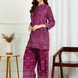 Sangria Bandhani Printed Tunic With Palazzos Co-Ords image 3