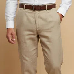 TRULOOM Men Solid Relaxed Easy Wash Trousers image 2
