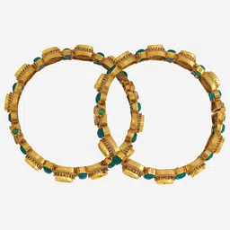 Kushal's Fashion Jewellery Set Of 2 Victorian-Plated Kundan-Studded Bangles image 2