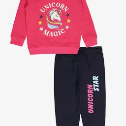 Bodycare Kids Girls Unicorn Printed Sweatshirt With Joggers-image-13