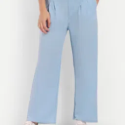Broadstar Sky Blue Regular Fit High Rise Trousers-picture-47