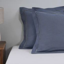 Maspar Solid Blue 300 Cotton Regular Pillow Case Euro Set-picture-0