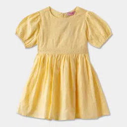 R&B Kids Yellow Embroidery Regular Fit Dress-picture-17
