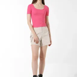 Only Pink Cotton Slim Fit Crop T-Shirt image 5