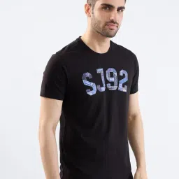 Spykar Black Cotton Regular Graphic T-Shirts image 4