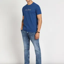 Lee Blue Slim Fit Printed Cotton Crew T-Shirt image 5