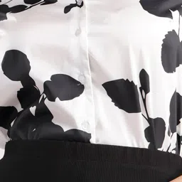 Fablestreet White & Black Floral Print Shirt image 5