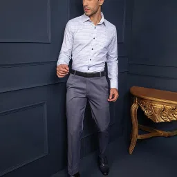 Louis Stitch Blue Cotton Regular Fit Striped Shirt image 5