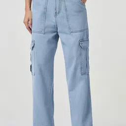 Bewakoof Women Straight Fit Mid-Rise Cotton Cargo Jeans-picture-36
