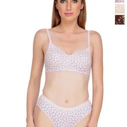 Liigne Pack Of 3 Printed Everyday Padded Bra Pure Cotton Lingerie Set-picture-16