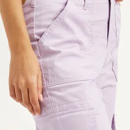 Levi's Purple Blended Solid Cargo Trousers image 5