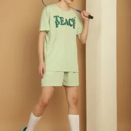 Vimal Jonney Mint Green Cotton Printed T-Shirt & Shorts Set image 5