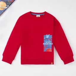 Ed-a-Mamma Kids Red Graphic Print Full Sleeves Sweatshirt-image-63