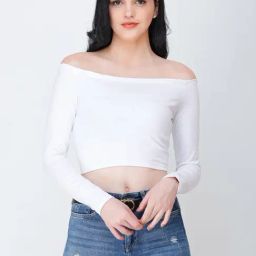 Cation White Off Shoulder Crop Top-picture-39