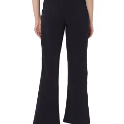 Smarty Pants Navy Cotton Lycra Flared Fit High Rise Trousers image 2