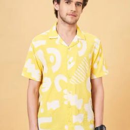 People by Pantaloons Cream Gold Slim Fit Printed Shirt-picture-25