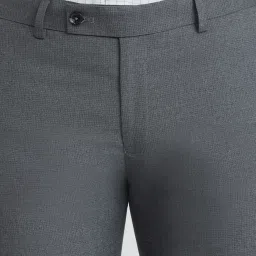 Park Avenue Grey Slim Fit Self Pattern Trousers image 5