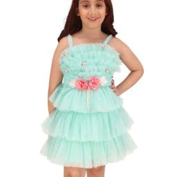 Cutecumber Girls Green Embellished Dress-picture-37