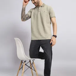 SANDPIPER Men Striped Polo Collar Cotton T-shirt image 2