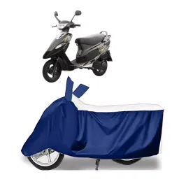 Auto Pearl Two Wheeler Cover for TVS Pep Plus - White, Blue-picture-48