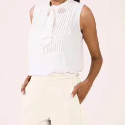 Go Colors! Off-White Mid Rise Formal Trousers image 5