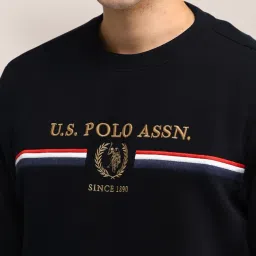 u.s. polo assn. U.S.Polo Association Navy Cotton Regular Fit Logo Printed Sweatshirt image 5