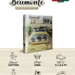 Bianca Beumonte Blue & Pink Microfibre 152 TC Double Bedsheet with 2 Pillow Covers image 5