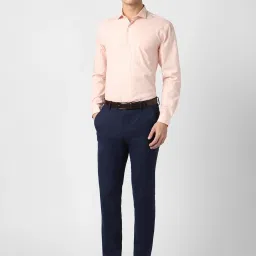 Peter England Peach Slim Fit Texture Shirt image 5