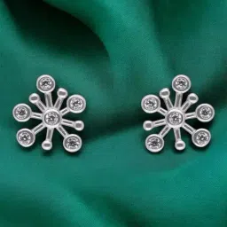 crash.club By CKC 925 Silver Shimmering Snowflake Stud Earrings-image-94