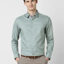 Peter England Green Cotton Slim Fit Shirt-picture-33