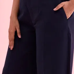 Go Colors! Navy Mid Rise Flared Pants image 5