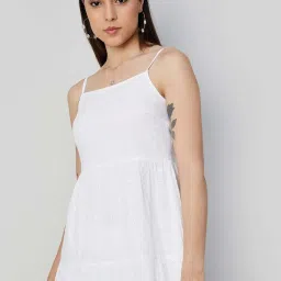 Code by Lifestyle Off-White Cotton Self Pattern Maxi Dress image 5