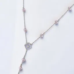 Rihi by P.C. Chandra Jewellers 92.5 Sterling Silver Cube Necklace with Pearls for Women & Girls image 5
