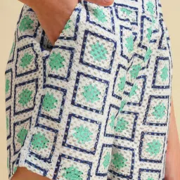 Vero Moda Girls Cloud Dancer Abstract Print Relaxed White Shorts image 5