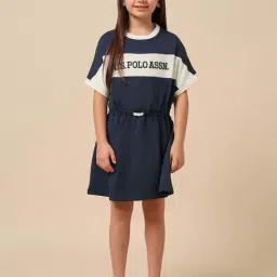 U.S. Polo Assn. Girls Blue Cotton Embroidery Dress-picture-15