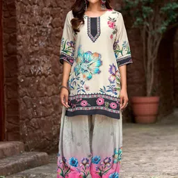 MOJILAA Printed Round Neck Tunic With Palazzo-picture-29