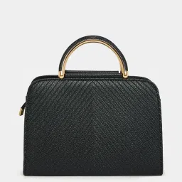 Styli Black Textured Deer Pendant Satchel Bag image 5