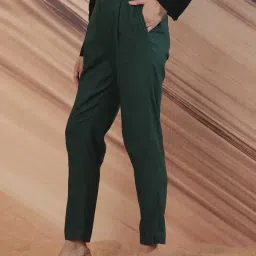 RAREISM Green Blended Solid Trousers image 4